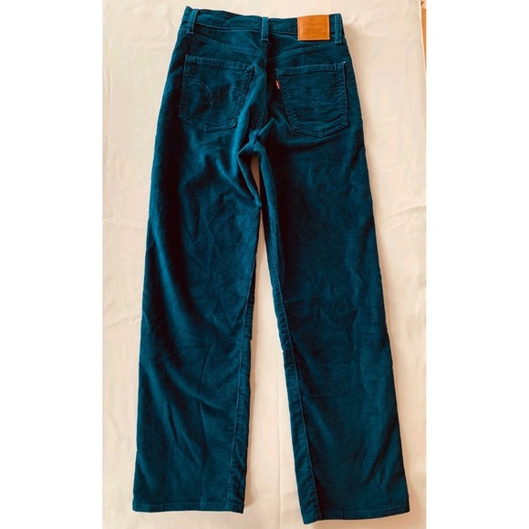 Levi's Corduroy Jeans W27 L29 Deep Teal Blue Green Straight Leg 5 Pocket - Picture 2 of 10